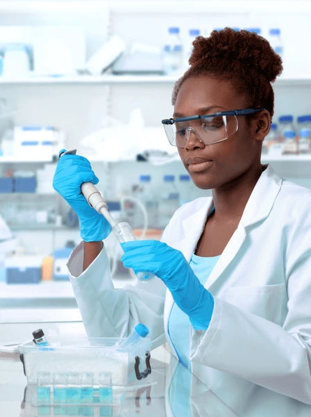Medical technician collecting blood samples at home